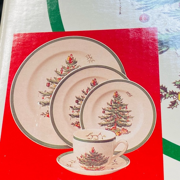 5 PIECE SPODE CHRISTMAS TREE PLACE SETTING BRAND NEW IN BOX - Picture 5 of 6